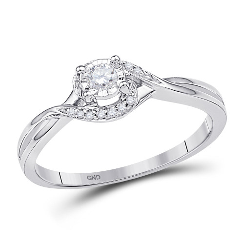 10kt White Gold Womens Round Diamond Solitaire Promise Bridal Ring 1/10 Cttw - 100773