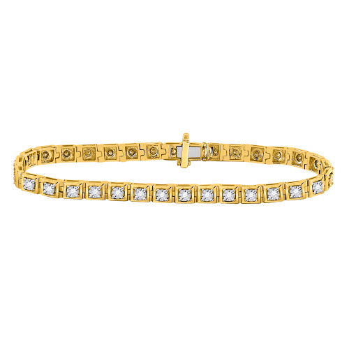 10kt Yellow Gold Womens Round Diamond Studded Tennis Bracelet 3/4 Cttw