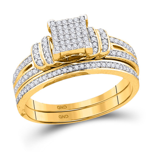 10kt Yellow Gold Womens Round Diamond Bridal Wedding Engagement Ring Band Set 1/3 Cttw - 80969