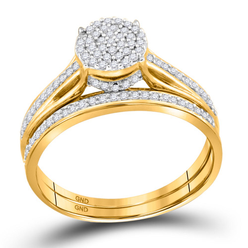 10kt Yellow Gold Womens Round Diamond Bridal Wedding Engagement Ring Band Set 1/3 Cttw - 80513