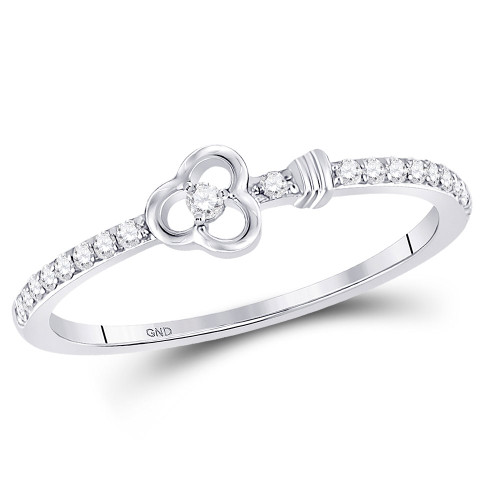 10kt White Gold Womens Round Diamond Stackable Band Ring 1/8 Cttw - 127704