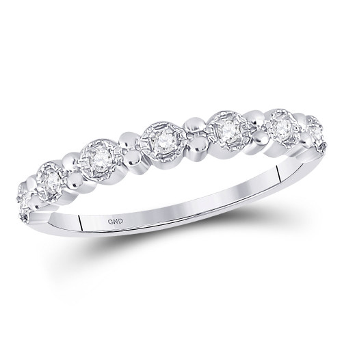 10kt White Gold Womens Round Diamond Stackable Band Ring 1/10 Cttw - 128675