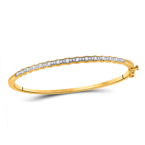 10kt Yellow Gold Womens Round Diamond Bangle Bracelet 1/2 Cttw