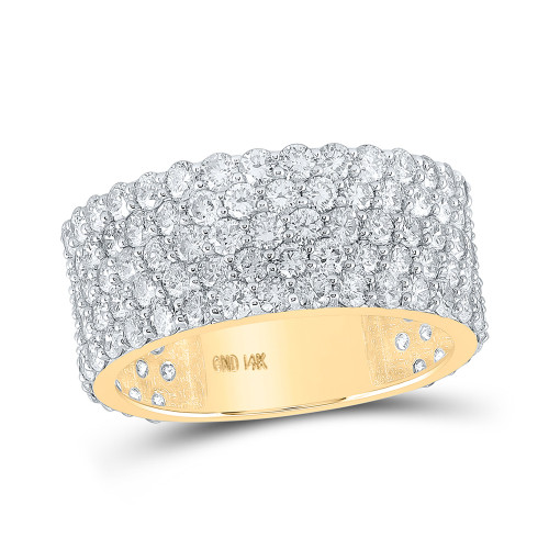 14kt Yellow Gold Mens Round Diamond 5-row Pave Band Ring 5-3/8 Cttw - 166280