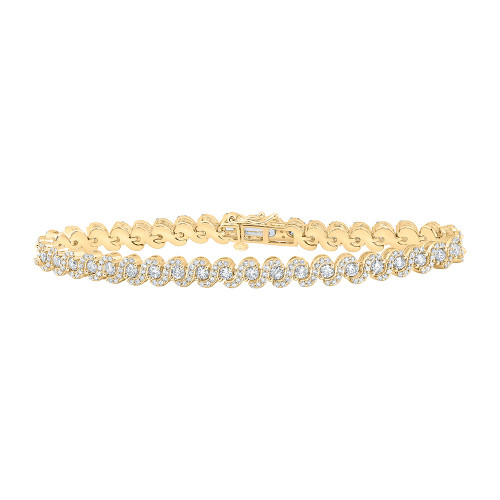 10kt Yellow Gold Womens Round Diamond Fashion Bracelet 3-1/3 Cttw