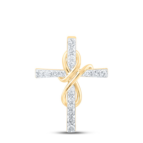 10kt Yellow Gold Womens Round Diamond Cross Pendant 1/10 Cttw - 168641