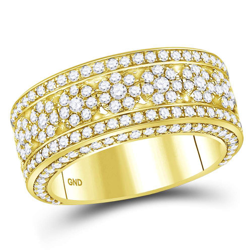 14kt Yellow Gold Mens Round Diamond Cluster Band Ring 2-5/8 Cttw