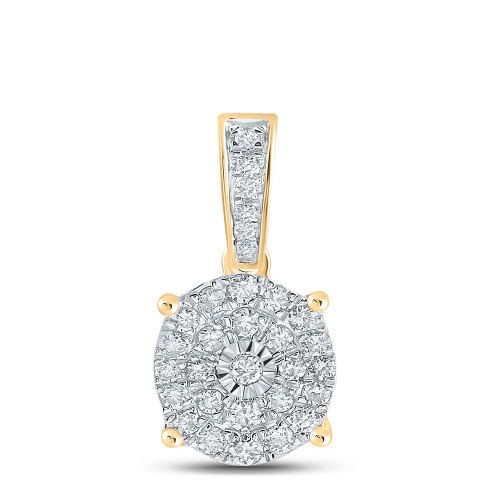 10kt Yellow Gold Womens Round Diamond Cluster Pendant 1/3 Cttw - 156237