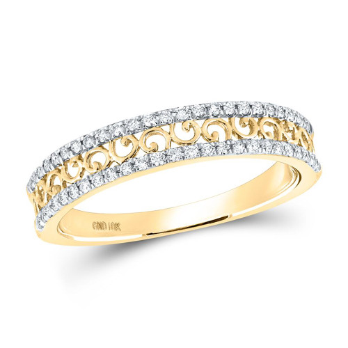 10kt Yellow Gold Womens Round Diamond Band Ring 1/5 Cttw - 158888