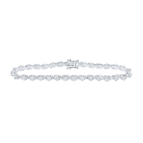 14kt White Gold Womens Round Diamond Fashion Bracelet 2-5/8 Cttw