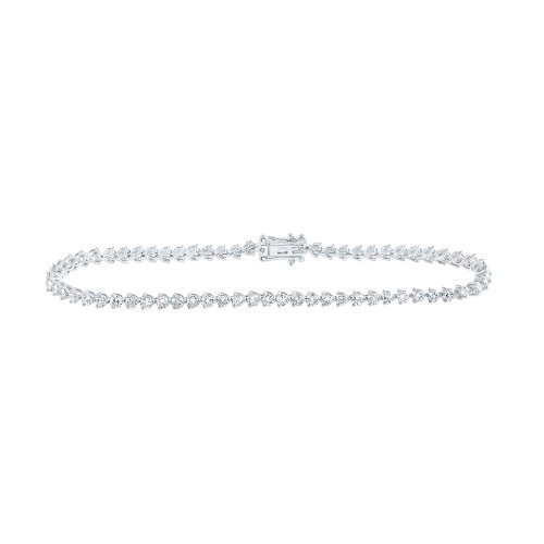 14kt White Gold Womens Round Diamond Single Row Tennis Bracelet 2-3/4 Cttw