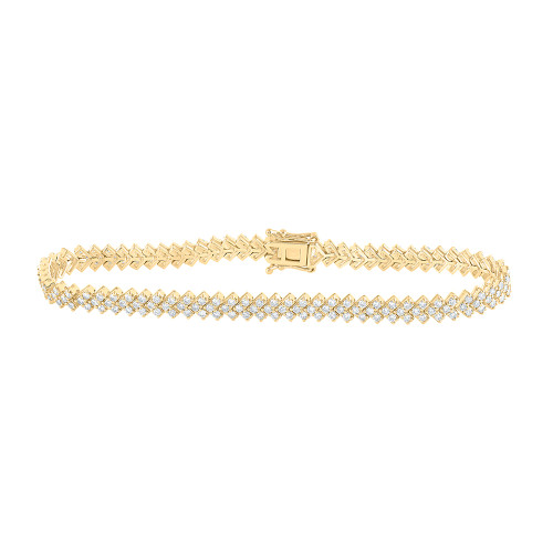 14kt Yellow Gold Womens Round Diamond Tennis Bracelet 2-1/2 Cttw - 168247