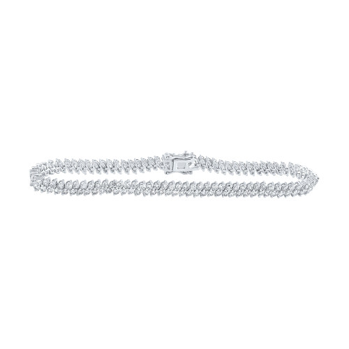 14kt White Gold Womens Round Diamond Tennis Bracelet 4-7/8 Cttw