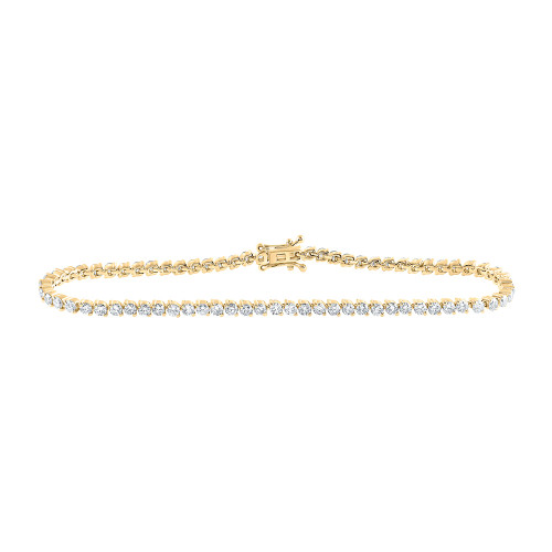 14kt Yellow Gold Womens Round Diamond Single Row Tennis Bracelet 3 Cttw - 168262