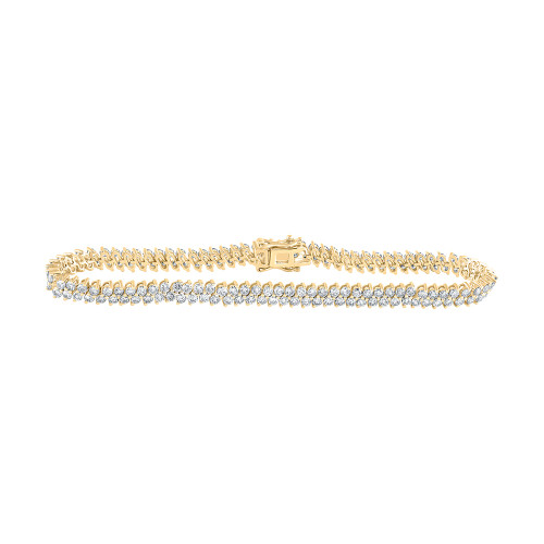 14kt Yellow Gold Womens Round Diamond Tennis Bracelet 4-7/8 Cttw