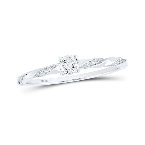 10kt White Gold Womens Round Diamond Solitaire Ring 1/4 Cttw - 158861