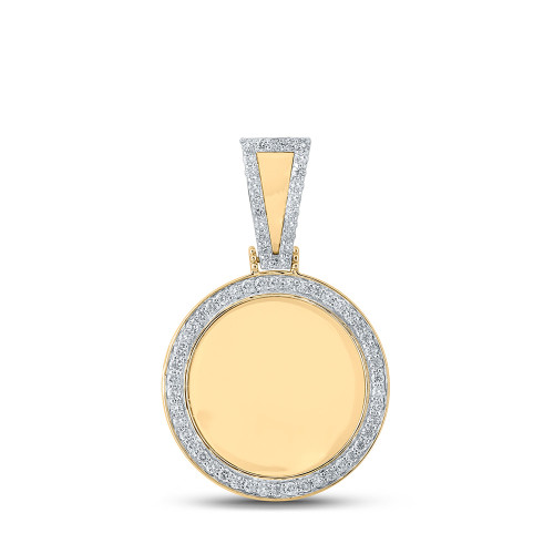 10kt Yellow Gold Mens Round Diamond Mirror Memory Circle Charm Pendant 7/8 Cttw