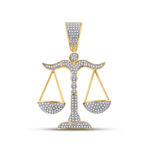 10kt Yellow Gold Mens Round Diamond Scales Of Justice Charm Pendant 3/8 Cttw