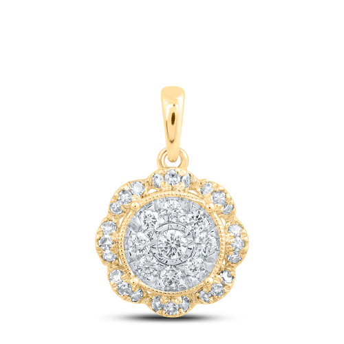 10kt Yellow Gold Womens Round Diamond Circle Pendant 1/3 Cttw