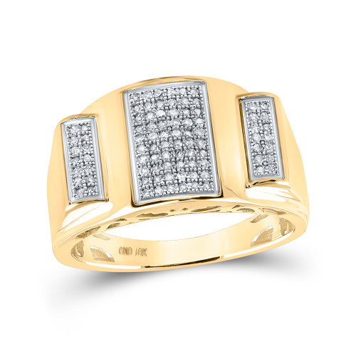 10kt Yellow Gold Mens Round Diamond Band Ring 1/4 Cttw - 65341