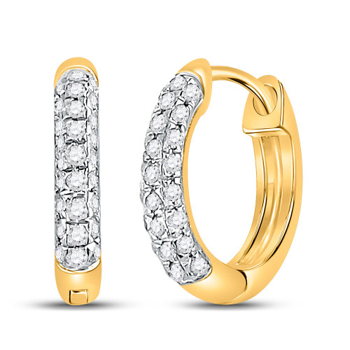 10kt Yellow Gold Womens Round Diamond Hoop Earrings 1/6 Cttw - 55334