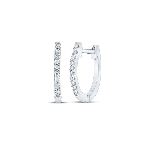 10kt White Gold Womens Round Diamond Hoop Earrings 1/12 Cttw - 161809