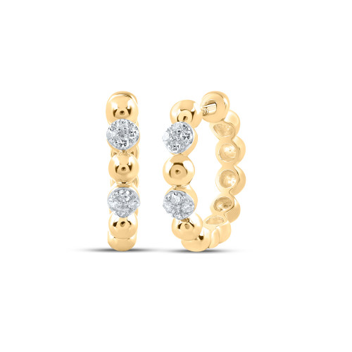 10kt Yellow Gold Womens Round Diamond Hoop Earrings 1/10 Cttw - 161807