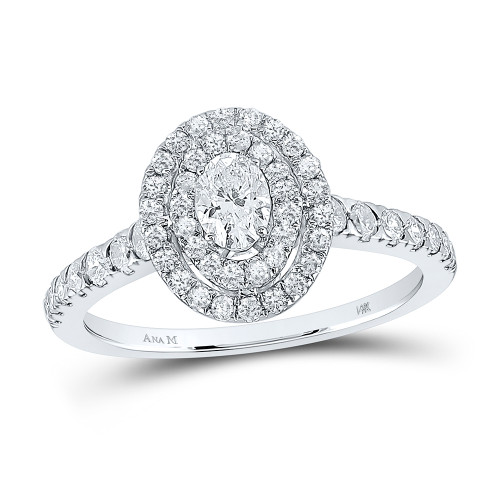 14kt White Gold Oval Diamond Halo Bridal Wedding Engagement Ring 1 Cttw - 161697