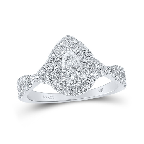 14kt White Gold Pear Diamond Halo Bridal Wedding Engagement Ring 1 Cttw - 161699