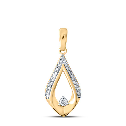 10kt Yellow Gold Womens Round Diamond Fashion Pendant 1/8 Cttw