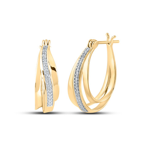 10kt Yellow Gold Womens Round Diamond Hoop Earrings 1/10 Cttw - 163977