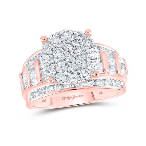 10kt Rose Gold Round Diamond Cluster Bridal Wedding Engagement Ring 2 Cttw - 161338