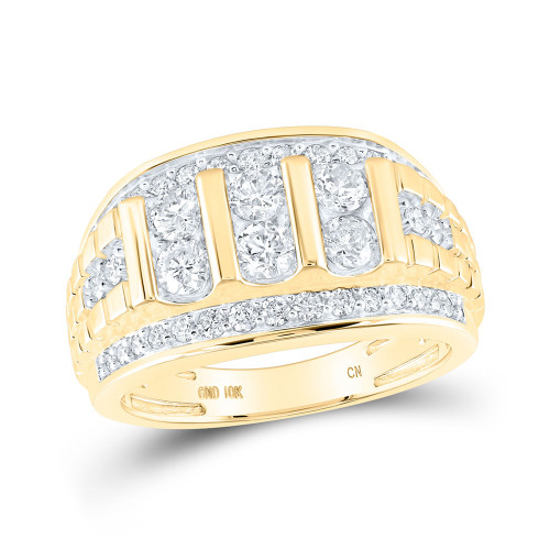 10kt Yellow Gold Mens Round Diamond Band Ring 1-1/2 Cttw - 163799