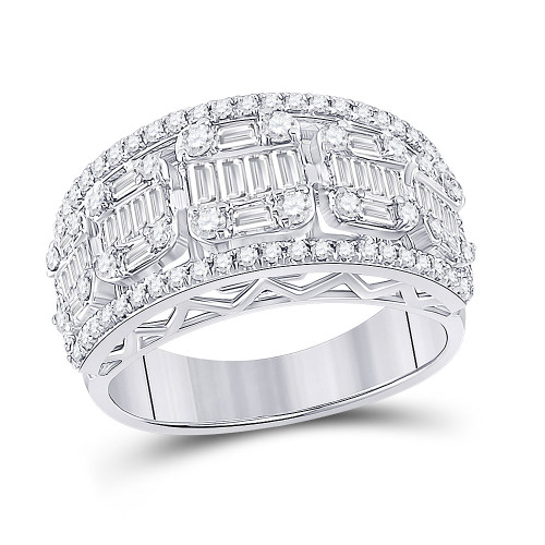 14kt White Gold Womens Baguette Diamond Fashion Band Ring 1-1/4 Cttw - 151741