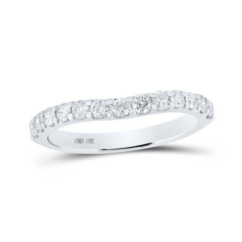 10kt White Gold Womens Round Diamond Curved Band Ring 1/2 Cttw