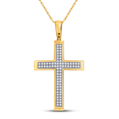 10kt Yellow Gold Womens Round Diamond Cross Pendant 1/4 Cttw - 56018