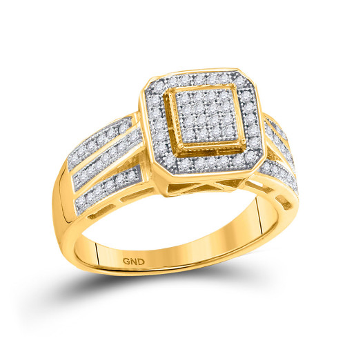 10kt Yellow Gold Womens Round Diamond Square Frame Cluster Ring 1/4 Cttw - 56027