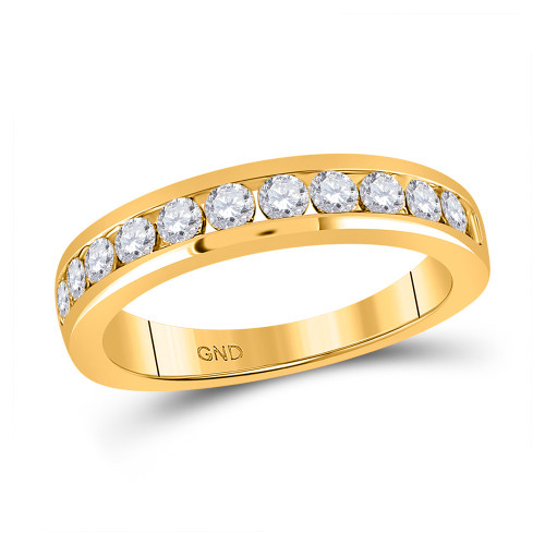 14kt Yellow Gold Womens Round Diamond Wedding Single Row Band 3/4 Cttw - 151677