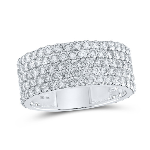 10kt White Gold Mens Round Diamond 5-row Pave Band Ring 4-3/8 Cttw