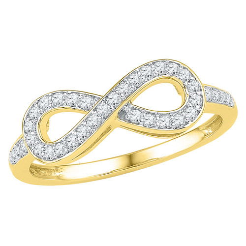 10kt Yellow Gold Womens Round Diamond Infinity Ring 1/5 Cttw - 97534