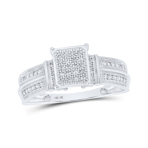 10kt White Gold Womens Round Diamond Square Ring 1/6 Cttw