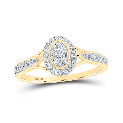 10kt Yellow Gold Womens Round Diamond Oval Ring 1/10 Cttw - 163094