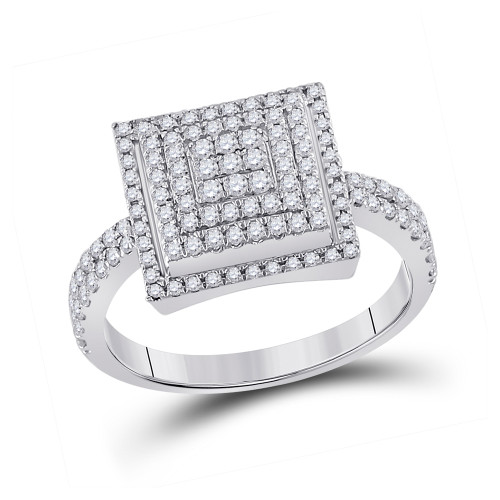 10kt White Gold Womens Round Diamond Square Cluster Ring 1/2 Cttw - 151228