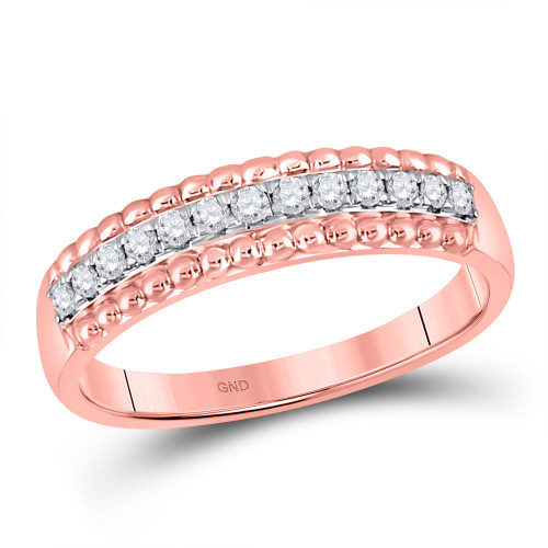 10kt Rose Gold Womens Round Diamond Wedding Anniversary Band 1/4 Cttw