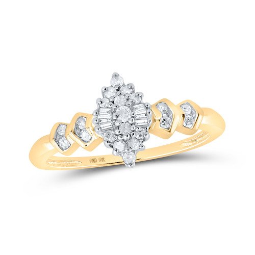 10kt Yellow Gold Womens Round Diamond Marquise-shape Cluster Ring 1/4 Cttw - 9502