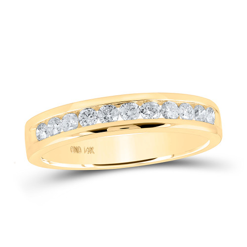 14kt Yellow Gold Womens Round Diamond Single Row Band Ring 1/2 Cttw - 165018