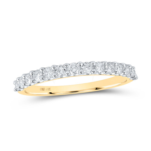 14kt Yellow Gold Womens Round Diamond Single Row Band Ring 1/2 Cttw - 165013