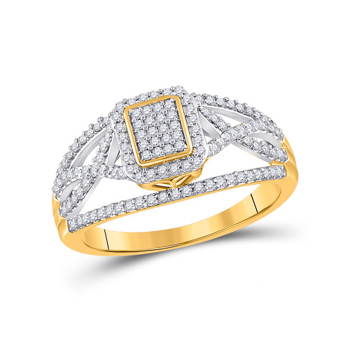 10kt Yellow Gold Womens Round Diamond Cluster Ring 1/3 Cttw - 153049