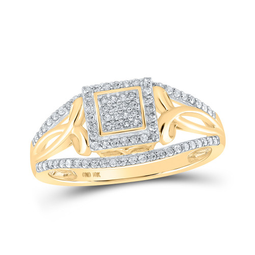 10kt Yellow Gold Womens Round Diamond Square Ring 1/4 Cttw