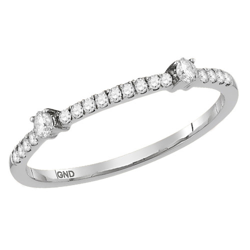 14kt White Gold Womens Round Diamond Stackable Band Ring 1/6 Cttw - 118733